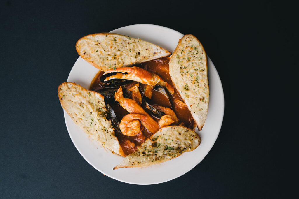 Seafood lovers stew with mussels, crab, and shrimp at Chasin Tails in Virginia